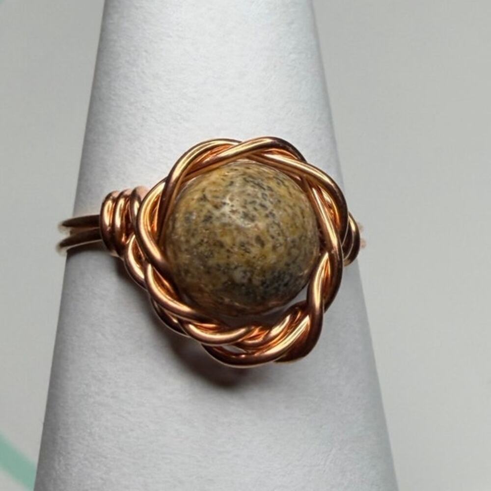 Jasper cooper ring twist handmade size 8